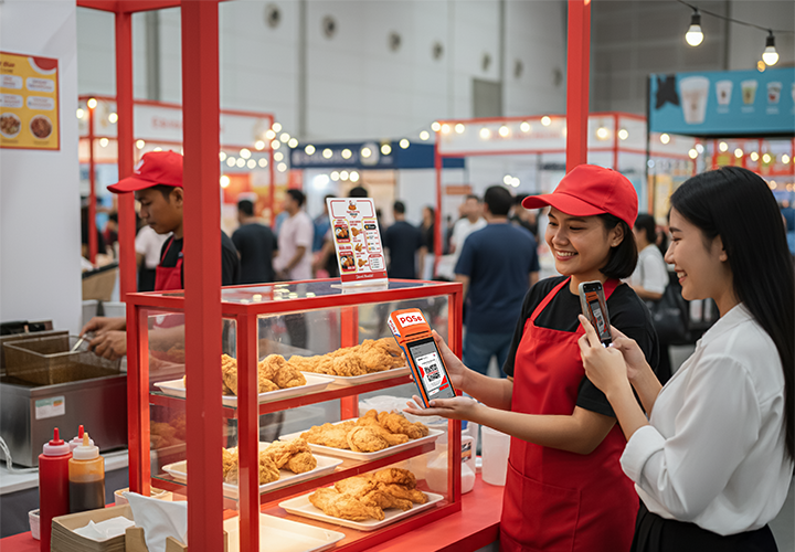Wanita sedang scan QRIS di mesin EDC