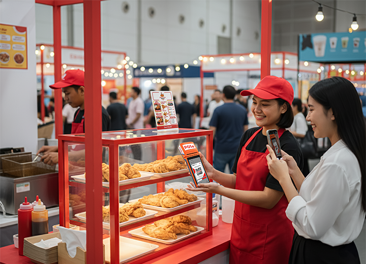 Wanita sedang scan QRIS di mesin EDC