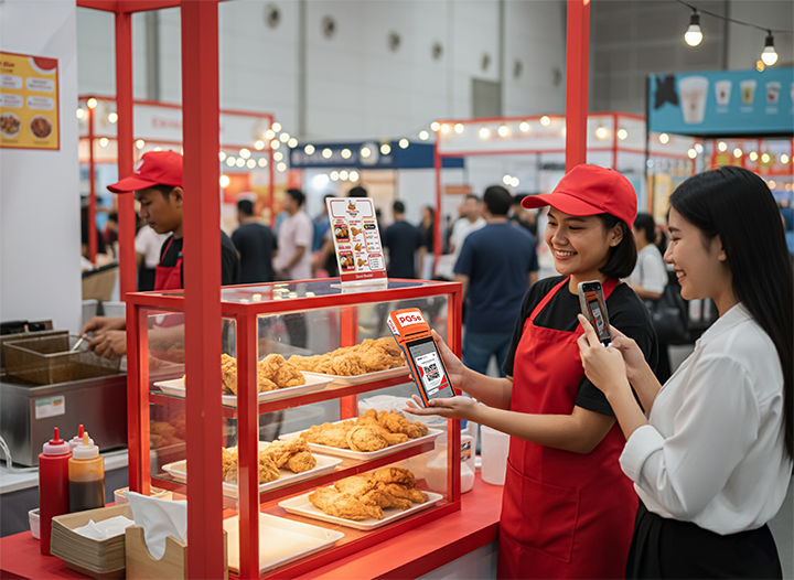 Wanita sedang scan QRIS di mesin EDC